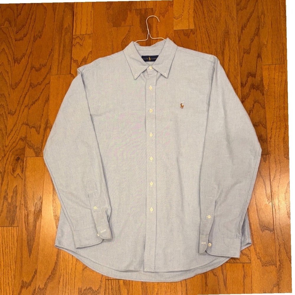 Ralph Lauren Mens XL Light Blue Cotton Oxford Button Down Long Sleeve Shirt